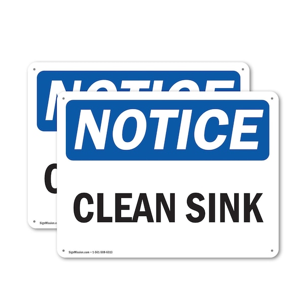 Signmission Clean Sink, 24 in W x Rectangle, Plastic OS-2PACK-NS-P-1824-L-10627 - main